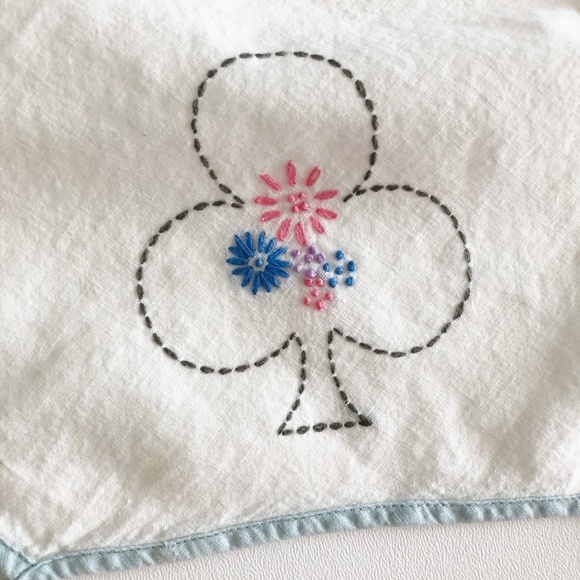 VTG Set Card Table Cover w Ties Hand Embroidered, Handmade Coasters Poker Bridge - Picture 5 of 12